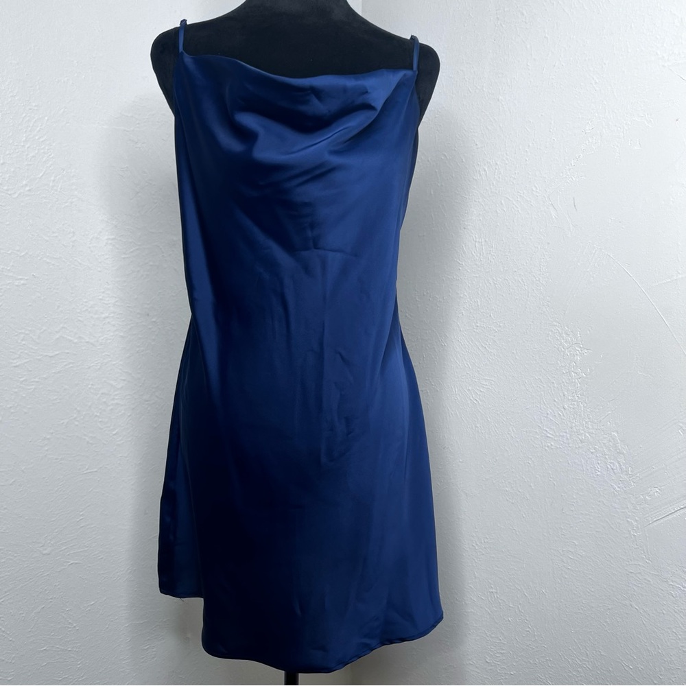 Urban Outfitters Blue Navy Mini Slip Dress Size: L